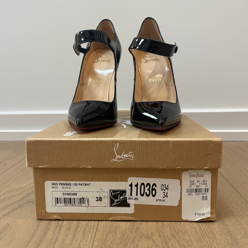 Louboutin black patent heels size 8